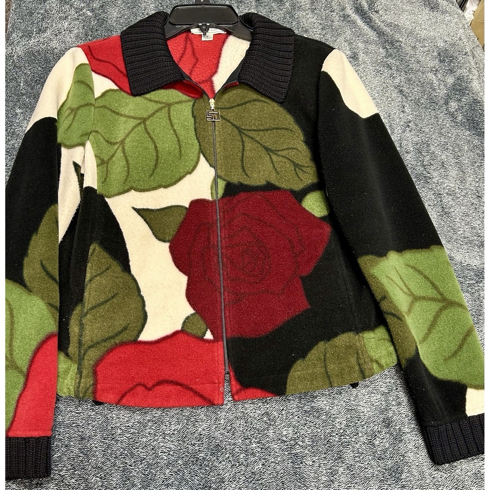 Vtg St John Sport by Marie Gray Women M Jacket Multicolor Fleece Full Zip (F3)